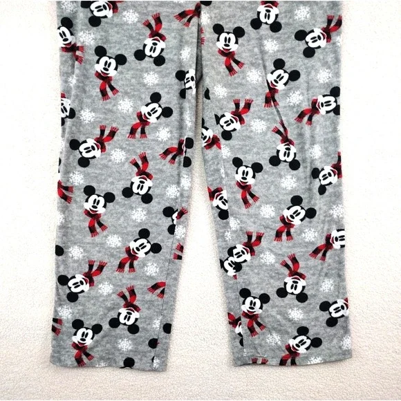 Disney Mickey Mouse Snowflake Pajama Pants Women's 2X Gray Fleece Sleepwear‎ - Picture 3 of 14